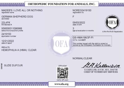 Iona Certificat OFA Hemophilia A