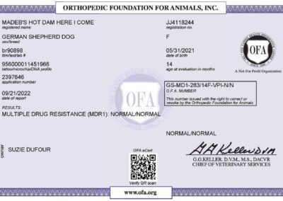 Iona Certificat OFA Multiple Drug Resistance