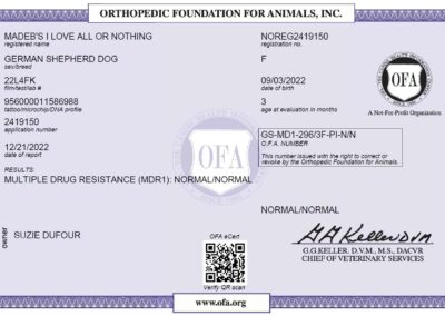 Iona Certificat OFA Multiple Drug Resistance